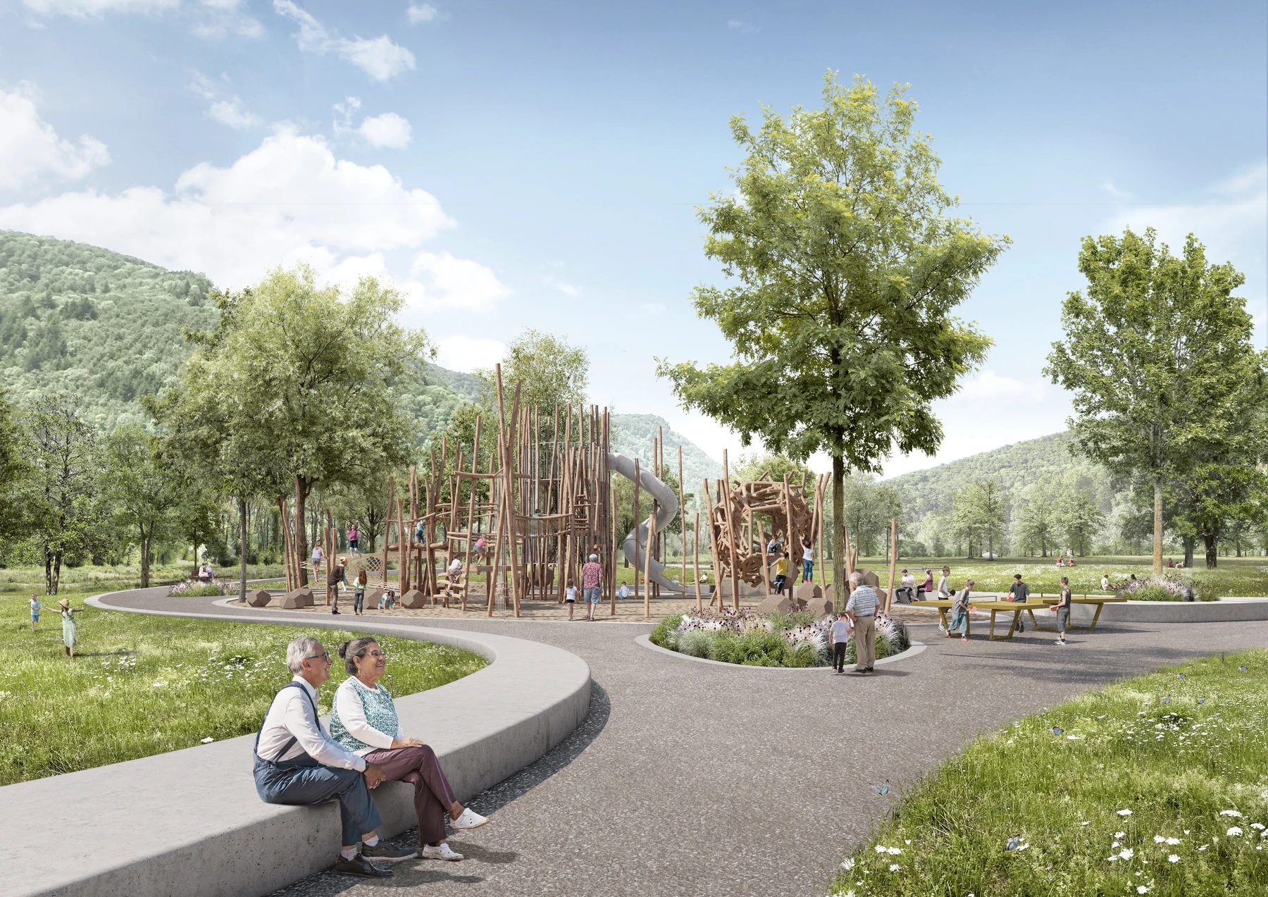 Visualisierung zukünftiger Kinderspielplatz im Bereich Ermswiesen